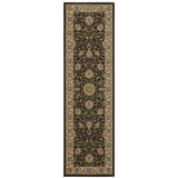 8' Brown And Ivory Oriental Runner Rug