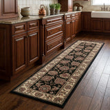 8' Brown Oriental Runner Rug