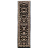 8' Black And Ivory Oriental Runner Rug