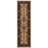 8' Ivory And Black Oriental Runner Rug