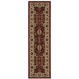 8' Red And Ivory Oriental Runner Rug
