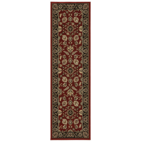 8' Red And Black Oriental Runner Rug