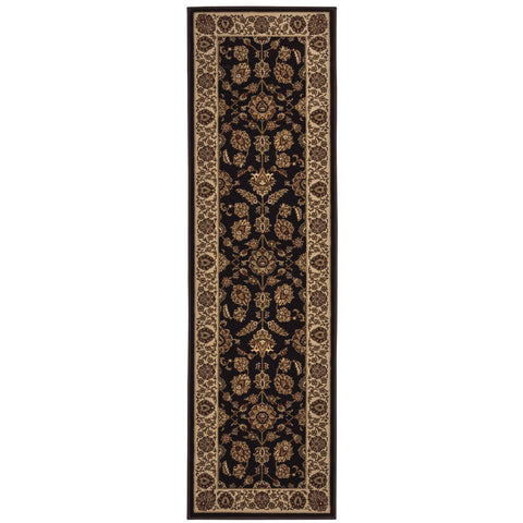 8' Brown And Ivory Oriental Runner Rug