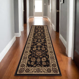 8' Brown And Ivory Oriental Runner Rug