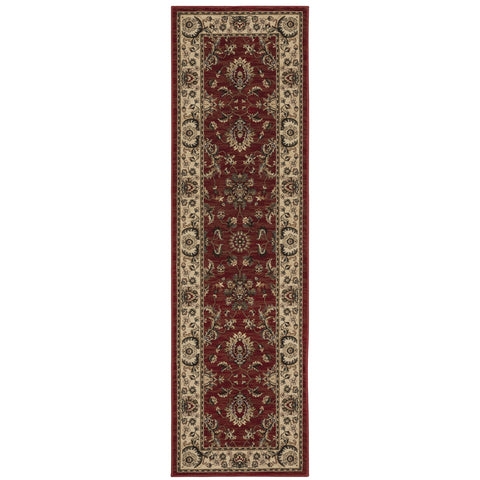 8' Red And Ivory Oriental Runner Rug