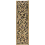 8' Ivory And Green Oriental Runner Rug