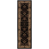 8' Black And Ivory Oriental Runner Rug