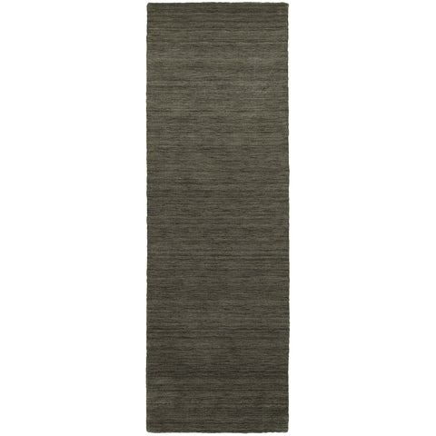 8' Charcoal Wool Hand Tufted Runner Rug
