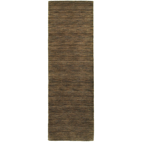 8' Brown Wool Hand Tufted Runner Rug