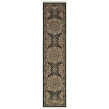 10' Black White And Orange Medallion Runner Rug With Fringe