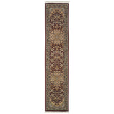 10' Red Light Brown And Ivory Medallion Runner Rug With Fringe