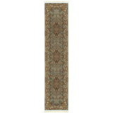 10' Blue And Gold Medallion Runner Rug With Fringe