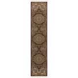 10' Red And Gold Medallion Runner Rug With Fringe