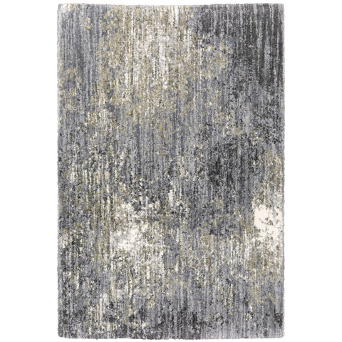 4' X 6' Gray And Ivory Abstract Shag Area Rug
