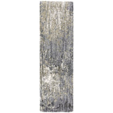 8' Gray And Ivory Abstract Shag Runner Rug