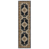 8' Blue And Orange Medallion Runner Rug