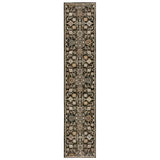8' Brown Gray And Tan Oriental Runner Rug