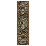 8' Red Brown And Orange Medallion Runner Rug
