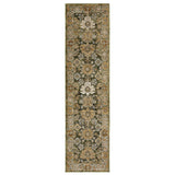 8' Green And Gold Oriental Runner Rug
