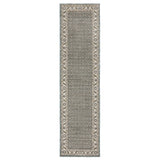 8' Blue And Ivory Oriental Runner Rug