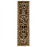 8' Brown And Gold Oriental Runner Rug