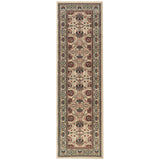 9' Ivory And Red Floral Runner Rug