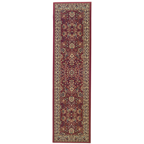 9' Red And Ivory Oriental Runner Rug