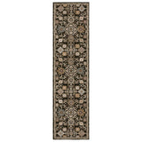 12' Brown Gray And Tan Oriental Runner Rug