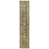 12' Green And Gold Oriental Runner Rug