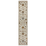 12' Ivory Gray And Orange Oriental Runner Rug