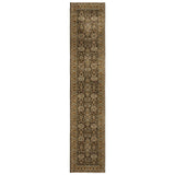 12' Brown And Gold Oriental Runner Rug