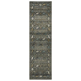 8' Blue And Gold Southwestern Runner Rug