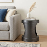 20" Black Iron Round Floor Shelf End Table