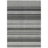 3' X 5' Black Striped Washable Indoor Outdoor Area Rug