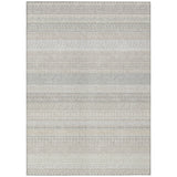 8' X 10' Ivory Striped Washable Indoor Outdoor Area Rug