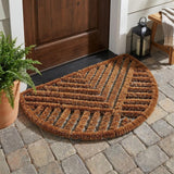 18" X 30" Brown Coir Geometric Outdoor Semi Circle Door Mat