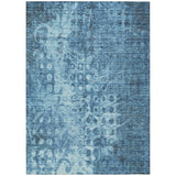 8' X 10' Blue Ikat Washable Indoor Outdoor Area Rug