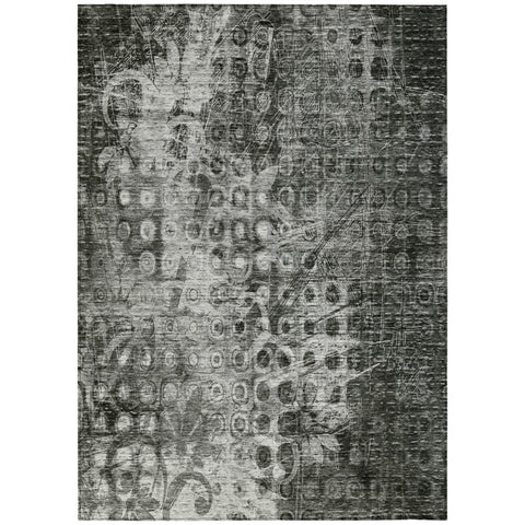 5' X 8' Charcoal Ikat Washable Indoor Outdoor Area Rug