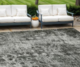 8' X 10' Charcoal Ikat Washable Indoor Outdoor Area Rug