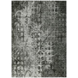 8' X 10' Charcoal Ikat Washable Indoor Outdoor Area Rug