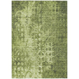 8' X 10' Olive Green Ikat Washable Indoor Outdoor Area Rug