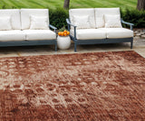8' X 10' Orange Ikat Washable Indoor Outdoor Area Rug