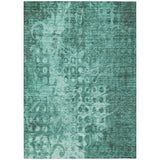 5' X 8' Teal Blue Ikat Washable Indoor Outdoor Area Rug