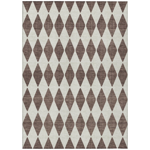 8' X 10' Brown Geometric Washable Indoor Outdoor Area Rug