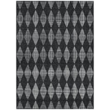 3' X 5' Charcoal Geometric Washable Indoor Outdoor Area Rug