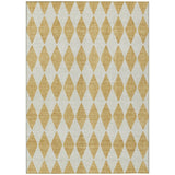 3' X 5' Gold And Light Brown Geometric Washable Indoor Outdoor Area Rug