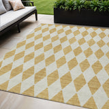 5' X 8' Gold And Light Brown Geometric Washable Indoor Outdoor Area Rug