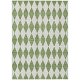 5' X 8' Green And Ivory Geometric Washable Indoor Outdoor Area Rug