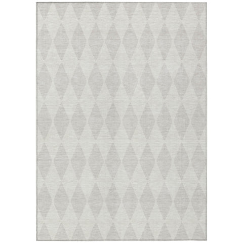 5' X 8' Ivory And Beige Geometric Washable Indoor Outdoor Area Rug