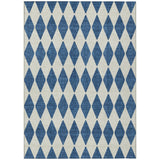 3' X 5' Navy Blue And Ivory Geometric Washable Indoor Outdoor Area Rug